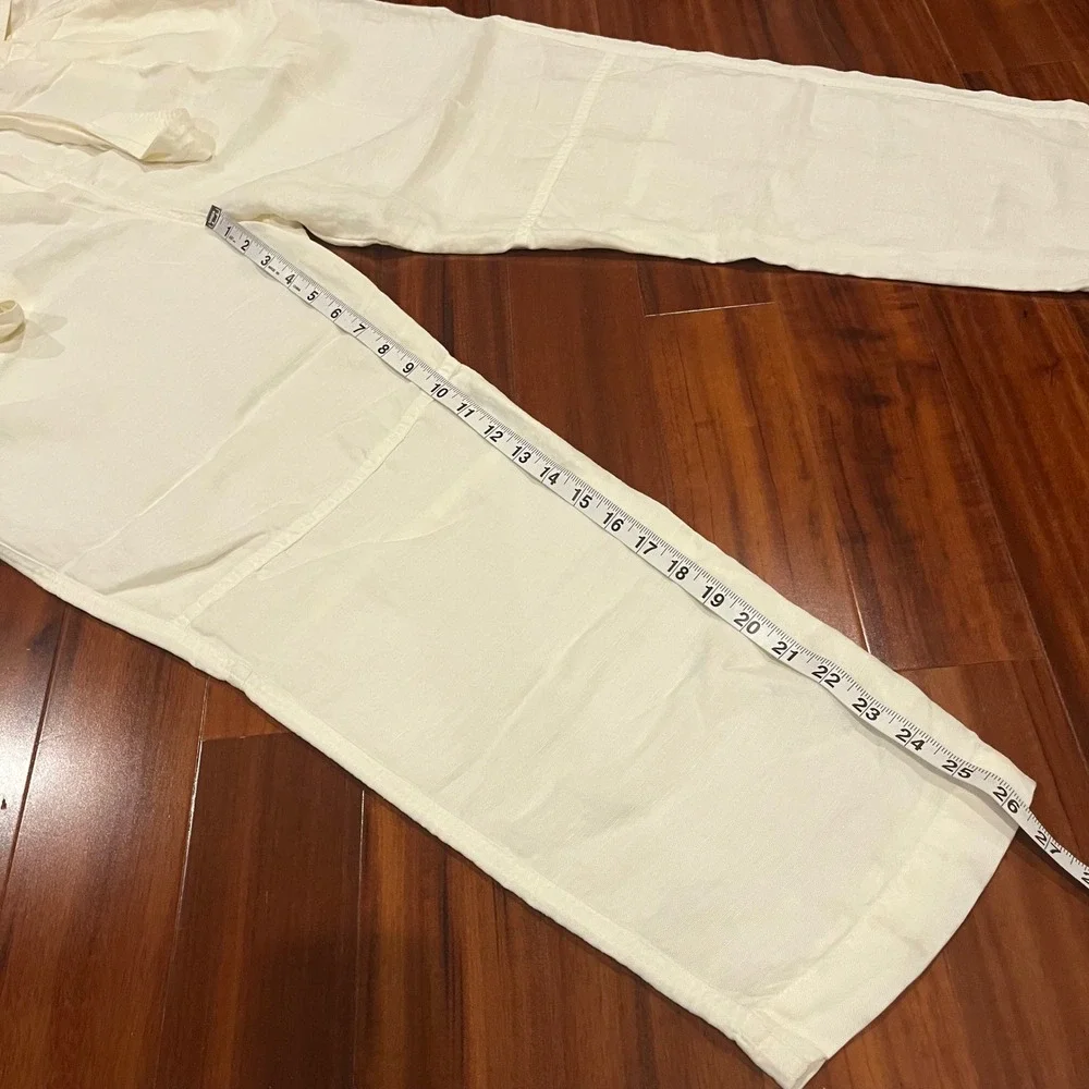 Cream Linen Tencel Pants Ankle Waist Tie Nico Nico USA Made Size 6 / Small‎